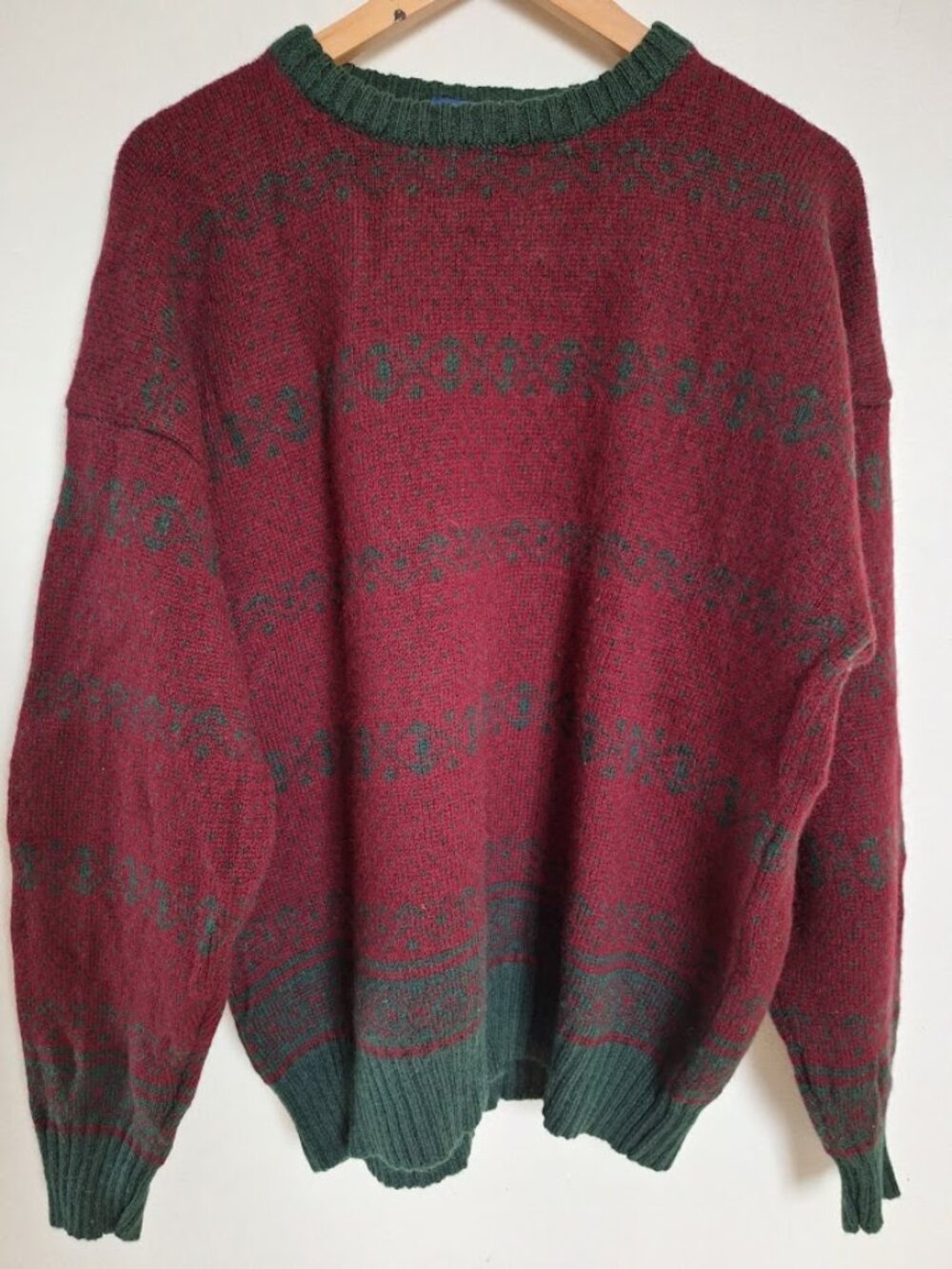 Wm. H. Leishman 100% Pure Shetland Wool Fair Isle Sweater Size L
